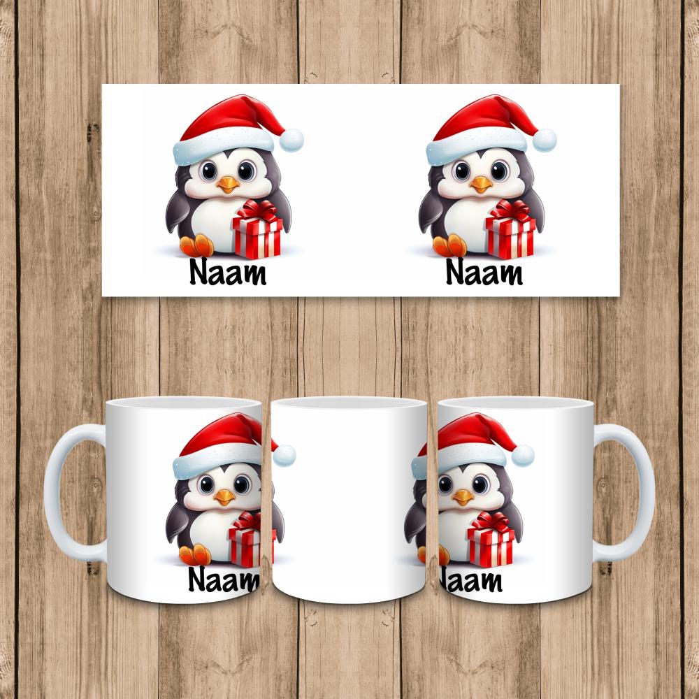 Mok - Kerst pinguïn met eigen naam